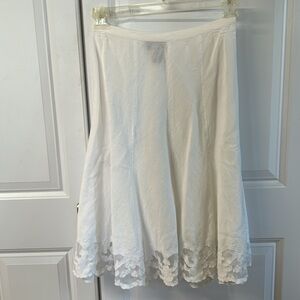 14/16 ladies swirl skirt, lace bottom , slip on with elastic in back.